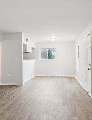 Living room with plank floor in a 1-bedroom New Orleans East home
