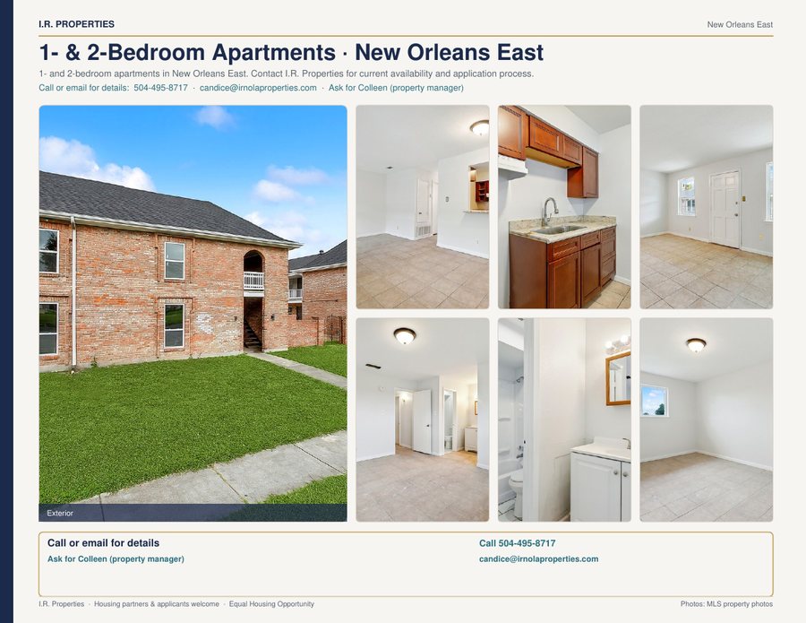 Flyer preview: 1- & 2-Bedroom · New Orleans East
